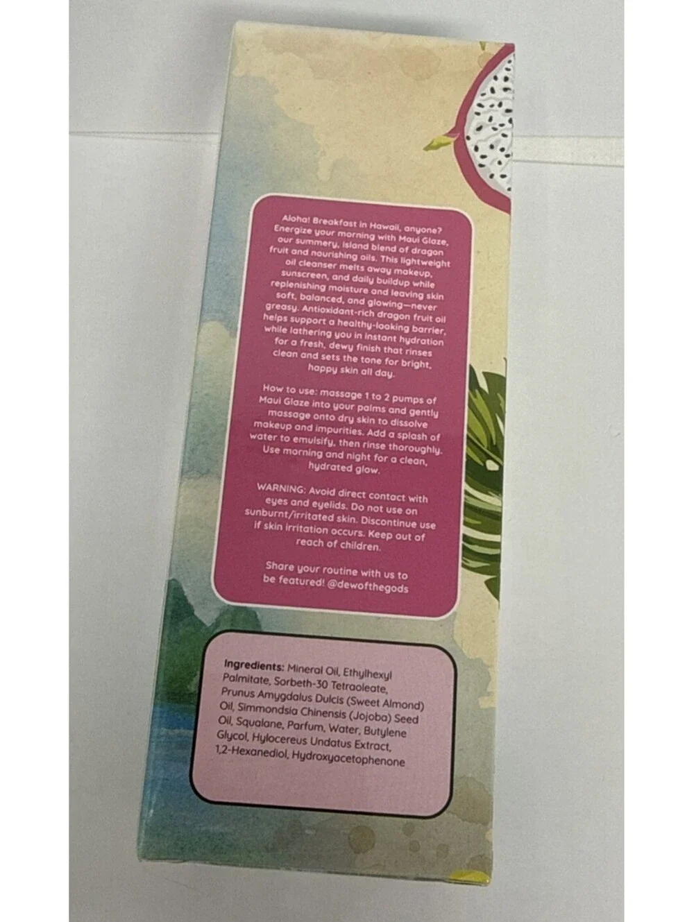 DEW OF THE GODS Maui Glaze Dragon Fruit Oil Facial Cleanser NIB/SEALED CJ1